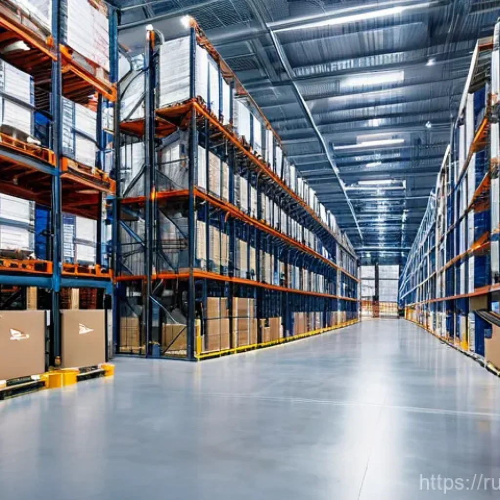 물류관리사 관련 대학교 전공 - **Prompt:** A state-of-the-art automated logistics warehouse in a contemporary Russian industrial pa...